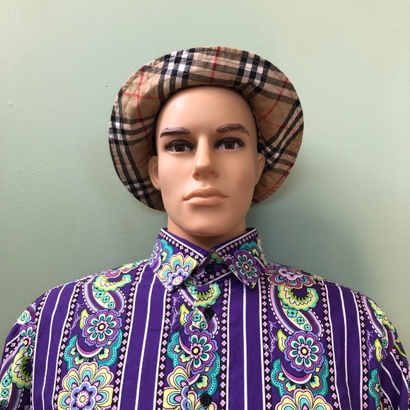 Burberrys of London Bucket Hat Size Medium Tan Beige, Check Inner, COA - Picture 2 of 10